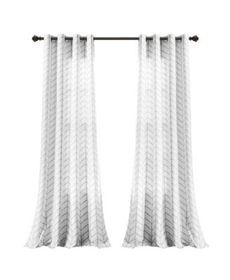 Lush Decor Calia Chevron Geo Light Filtering Window Curtain Panels Pair 52"W x 84"L Black - Chevron Curtains For Bedroom - Living Room Curtains