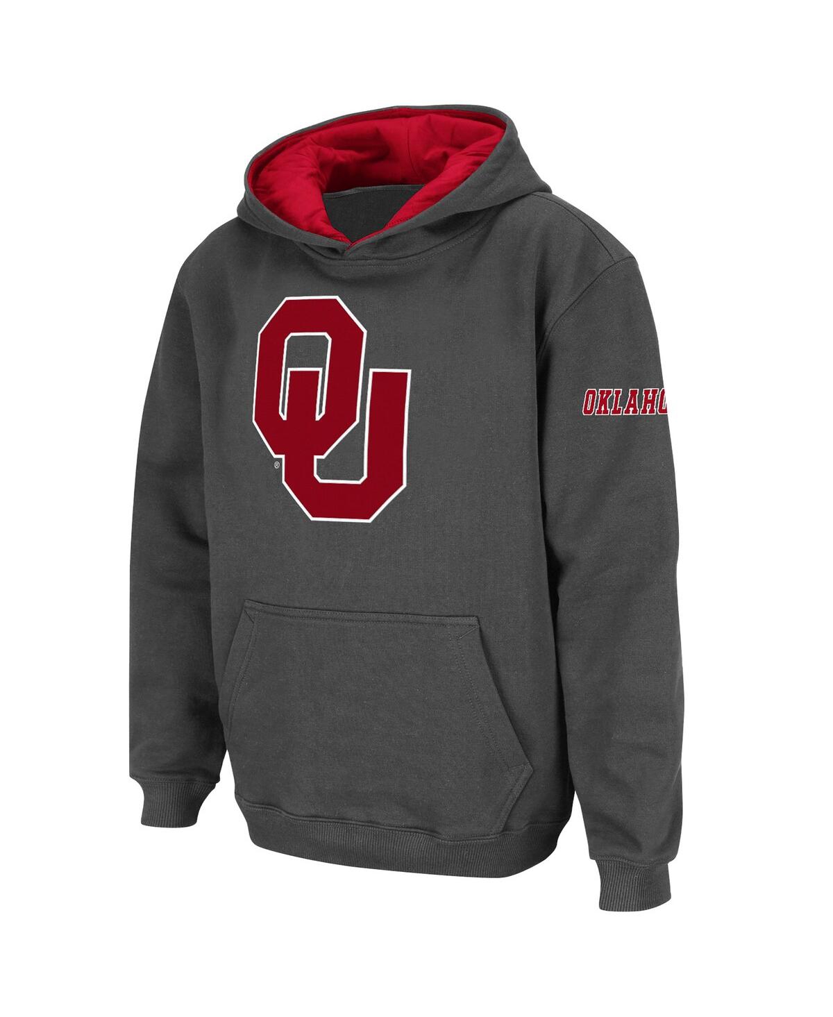 Colosseum Big Boys  Charcoal Oklahoma Sooners Big Logo Pullover Hoodie In Charcoal
