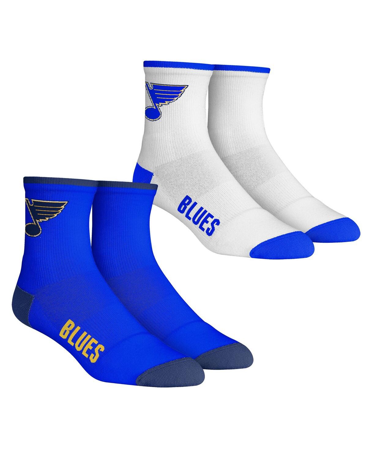 Rock 'em Men's  Socks St. Louis Blues Core Team 2-pack Quarter Length Sock Set In Blue,white