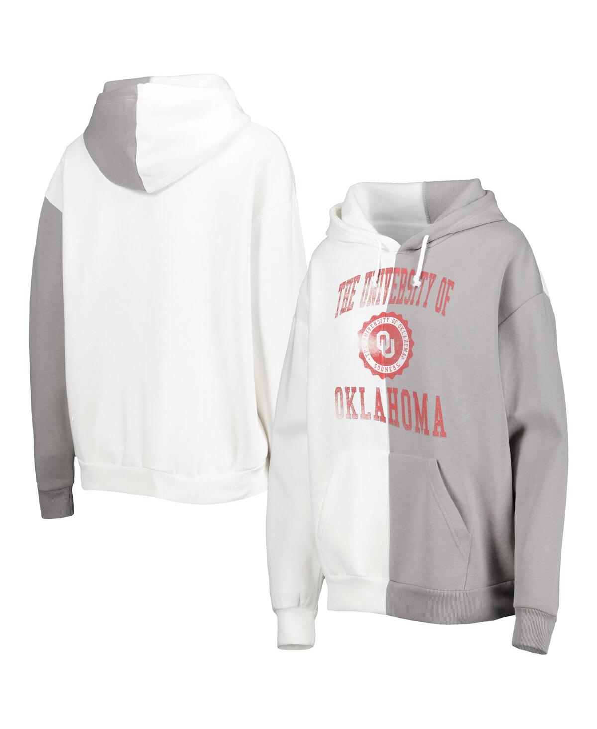 Shop Gameday Couture Women's  Gray And White Oklahoma Sooners Split Pullover Hoodie In Gray,white