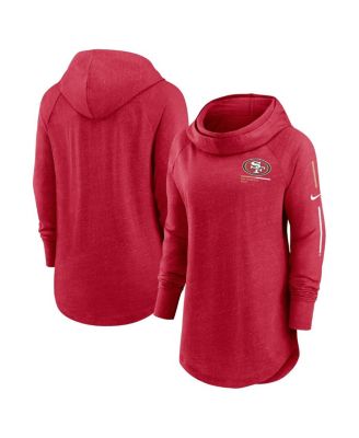 Women's Scarlet San Francisco 49ers Minimal Statement Raglan Funnel Neck Pullover Hoodie