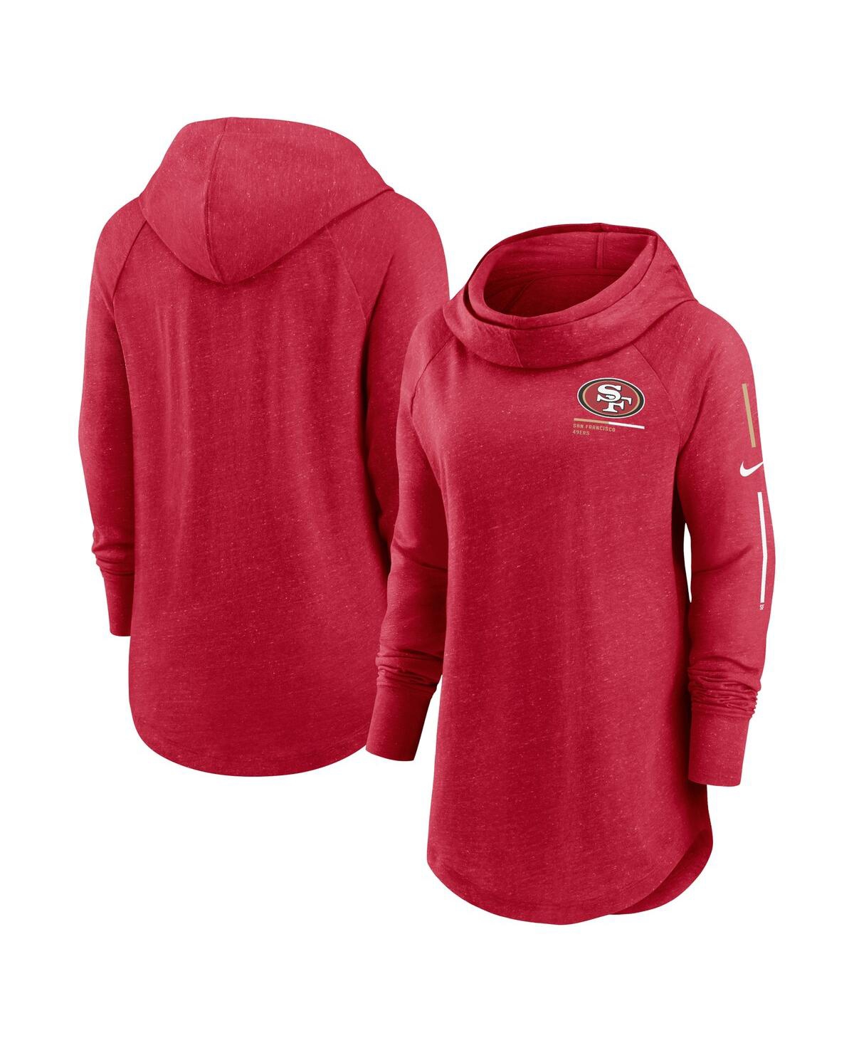 NIKE WOMEN'S NIKE SCARLET SAN FRANCISCO 49ERS MINIMAL STATEMENT RAGLAN FUNNEL NECK PULLOVER HOODIE