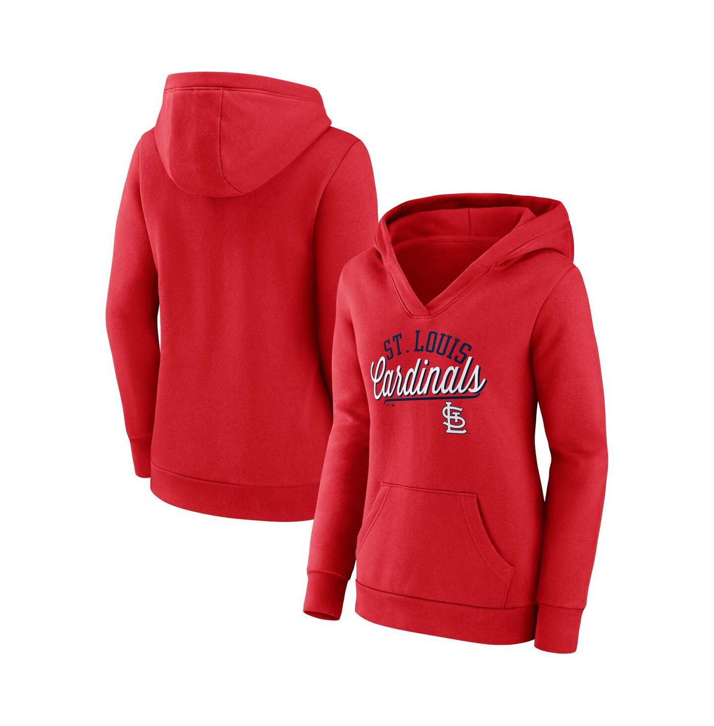 Женское худи Fanatics Red St. Louis Cardinals Simplicity Crossover V-Neck Pullover — фото 4