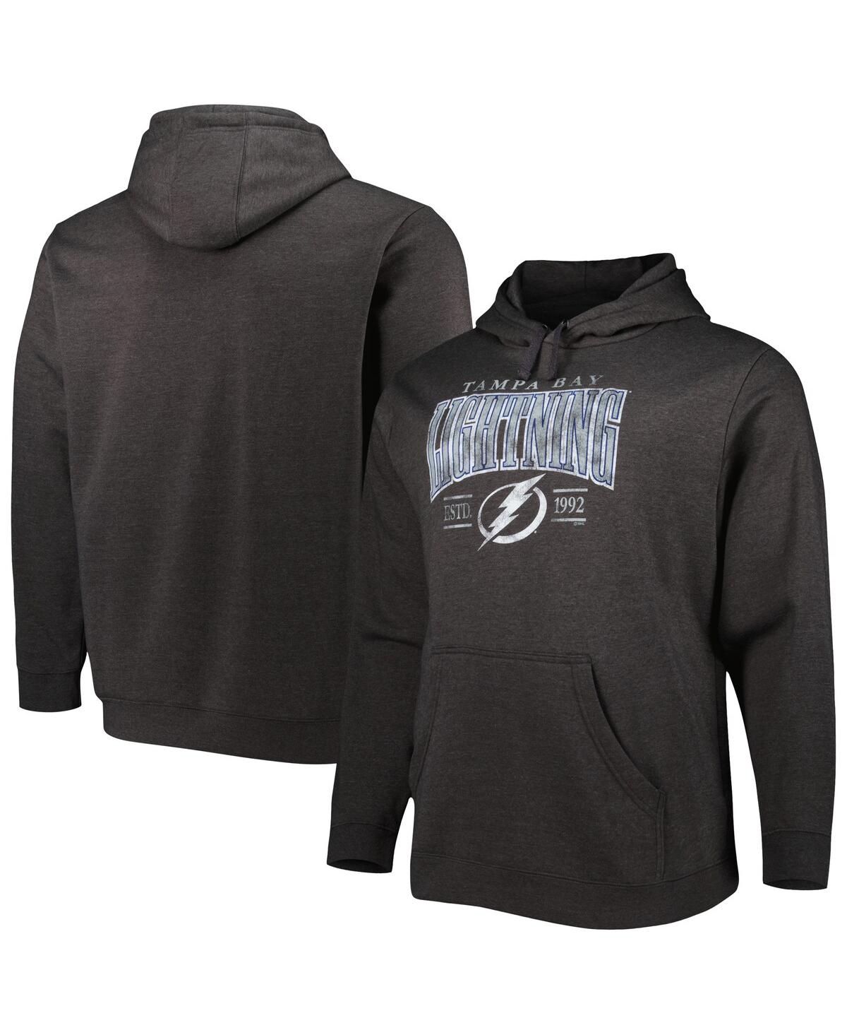 Fanatics Branded Heather Charcoal Tampa Bay Lightning Big & Tall Dynasty Pullover Hoodie In Heather Charcoal