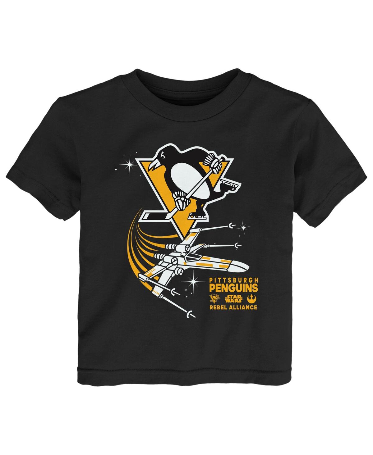 Outerstuff Babies' Toddler Boys And Girls Black Pittsburgh Penguins Star Wars Rebel Alliance T-shirt