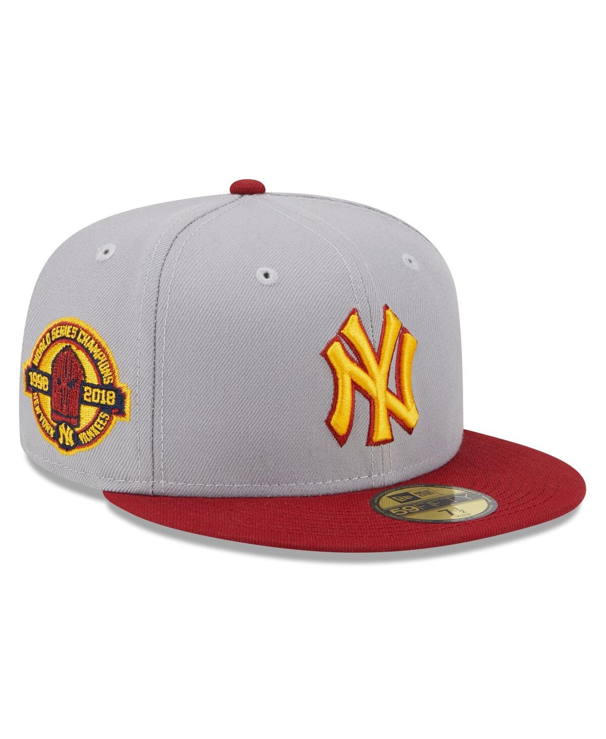 New Era Men's  Gray, Red New York Yankees World Series Champions Navy Undervisor 59fifty Fitted Hat In Gray,red