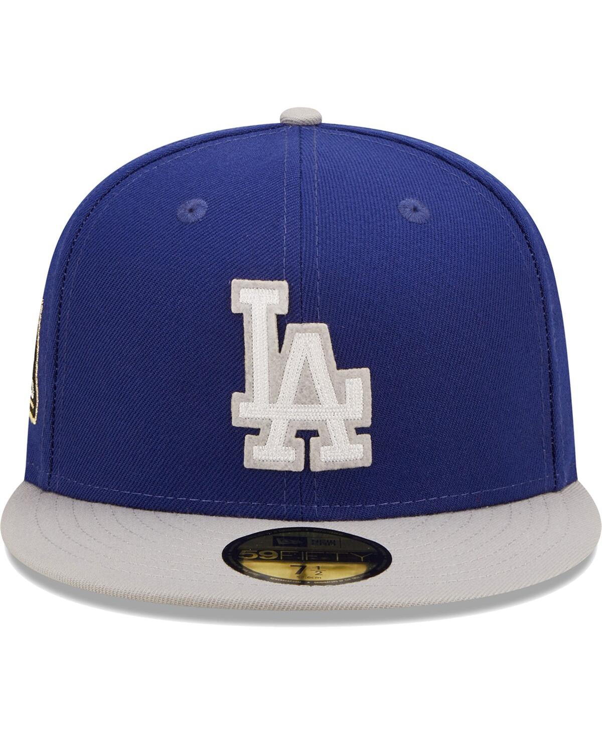 New Era Men's  Royal, Gray Los Angeles Dodgers 2020 World Series Champions Letterman 59fifty Fitted H In Royal,gray