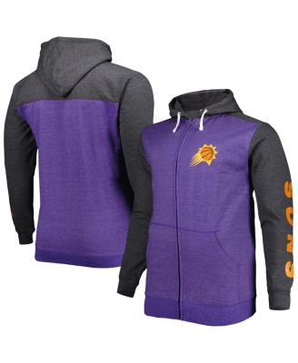 Men's Purple, Heathered Black Phoenix Suns Big and Tall Down and Distance Full-Zip Hoodie