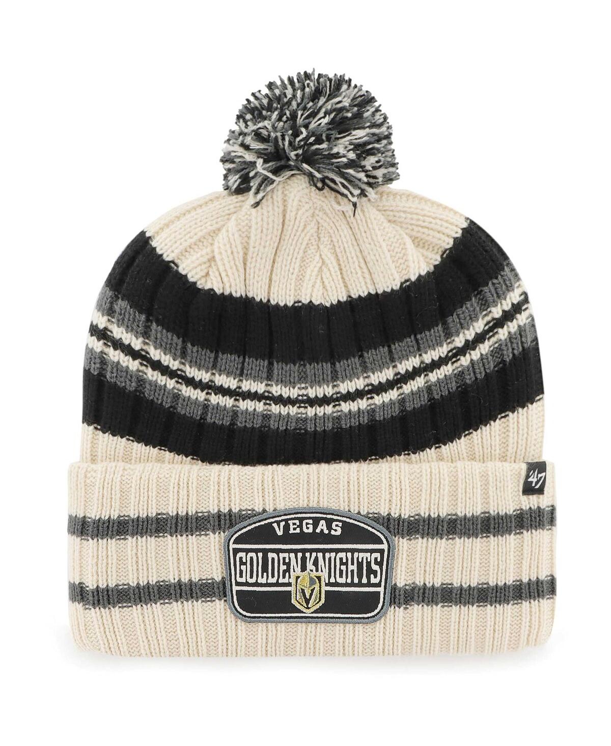 47 Brand Men's ' Cream Vegas Golden Knights Hone Patch Cuffed Knit Hat With Pom In Cream