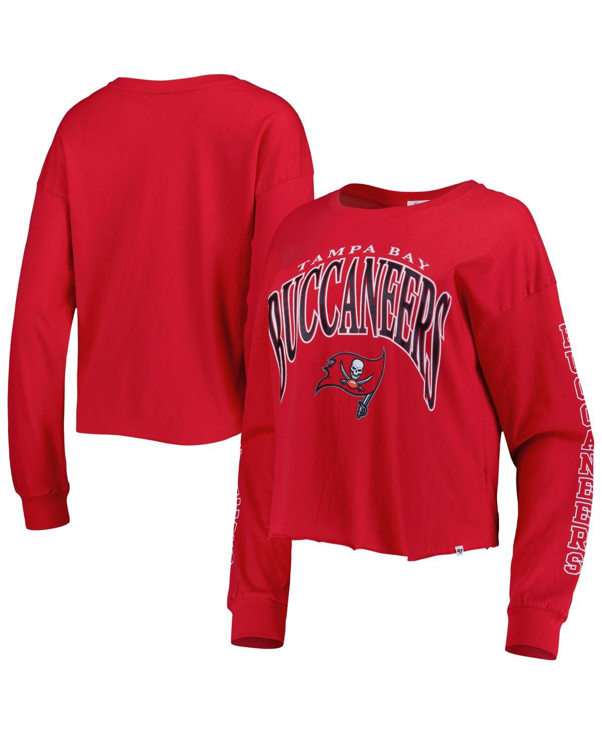 47 Brand Women's ' Red Tampa Bay Buccaneers Skyler Parkway Cropped Long Sleeve T-shirt
