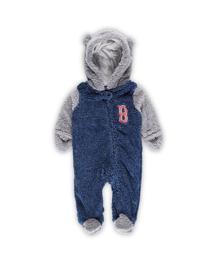 Outerstuff Newborn and Infant Boys and Girls Navy, Gray Boston Red Sox Game Nap Teddy Fleece ...