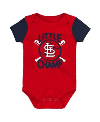 Newborn and Infant Boys and Girls Red, Navy St. Louis Cardinals Little Champ Three-Pack Bodysuit Bib and Booties Set