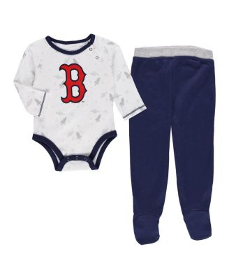 Newborn and Infant Boys and Girls Navy, White Boston Red Sox Dream Team Bodysuit Hat and Footed Pants Set