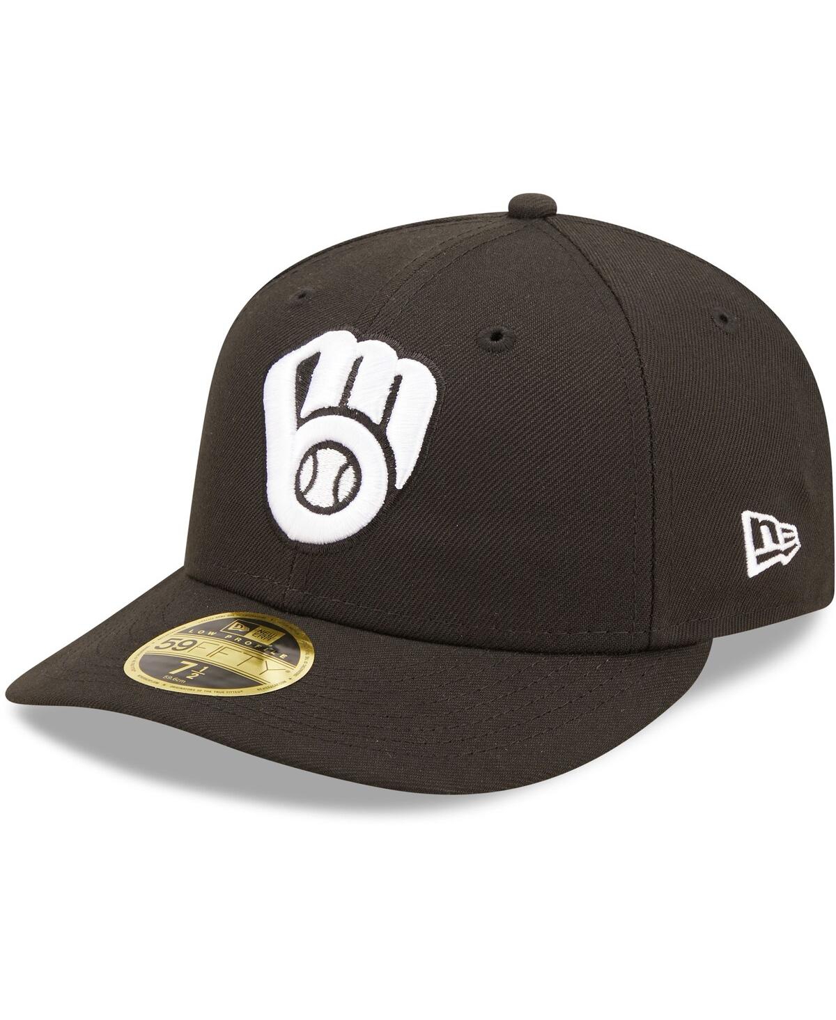 Men's New Era Milwaukee Brewersand White Low Profile 59FIFTY Fitted Hat - Black, White