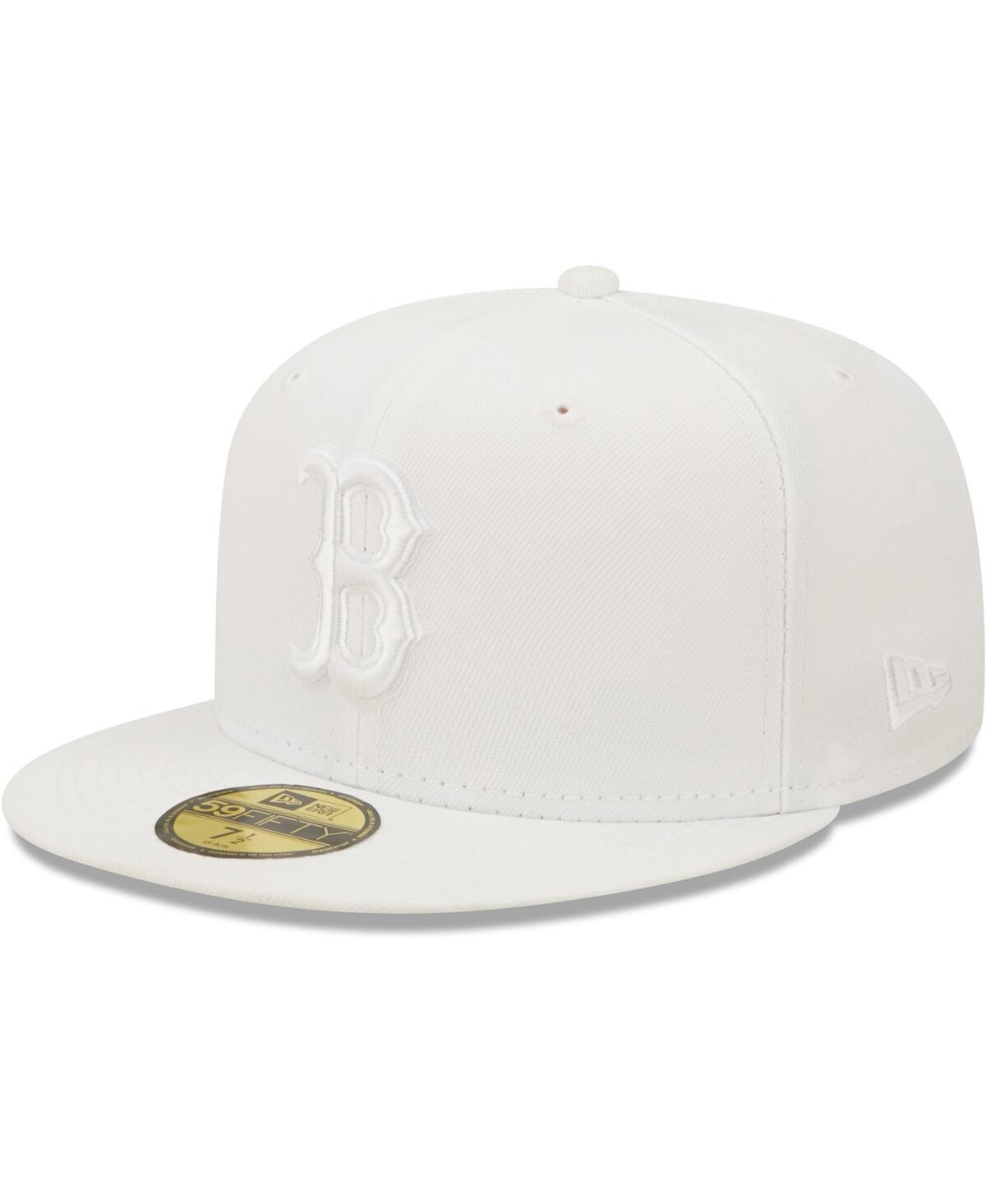 NEW ERA MEN'S NEW ERA BOSTON RED SOX WHITE ON WHITE 59FIFTY FITTED HAT 