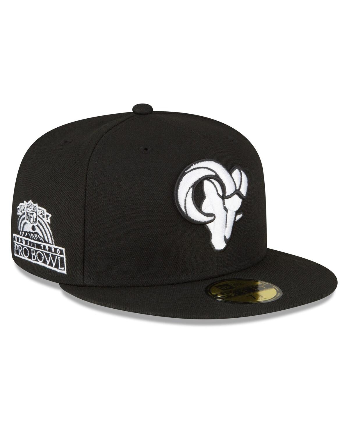 Shop New Era Men's  Black Los Angeles Rams 1990 Pro Bowl Side Patch 59fifty Fitted Hat