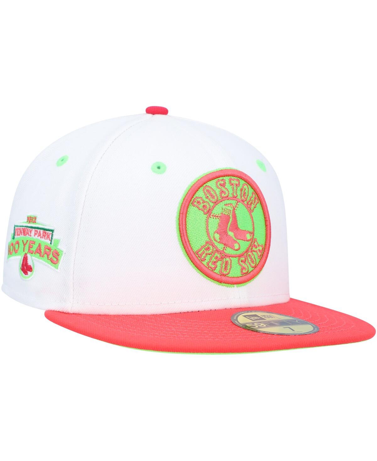 Men's New Era Coral Boston Red Sox Fenway Park 100Th Anniversary Strawberry Lolli 59Fifty Fitted Hat - Coral