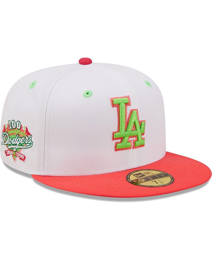 New Era Men's White, Coral Los Angeles Dodgers 100Th Anniversary ...