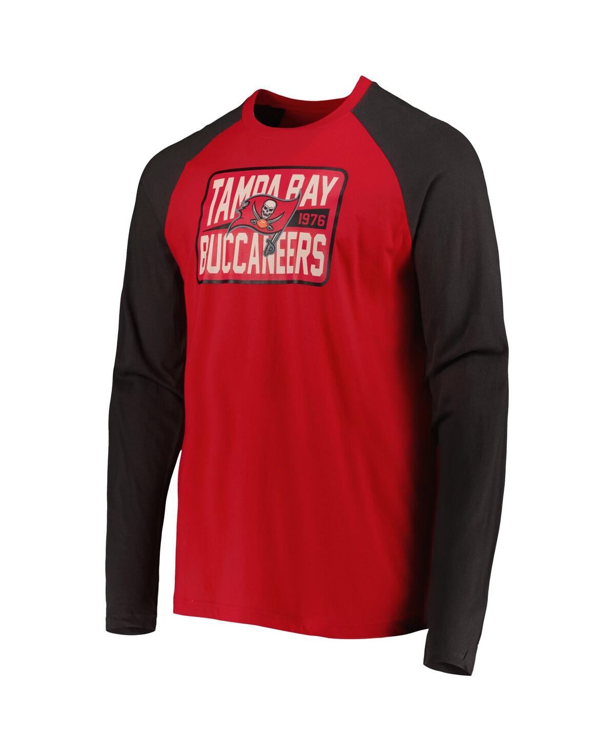 Shop New Era Men's  Red Tampa Bay Buccaneers Current Raglan Long Sleeve T-shirt