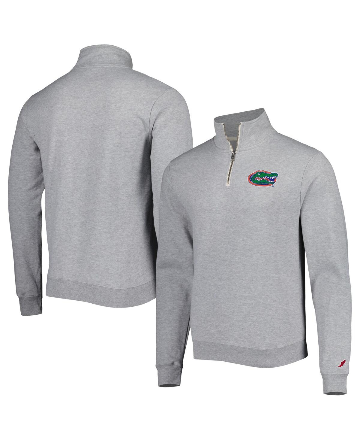 LEAGUE COLLEGIATE WEAR MEN'S HEATHER GRAY FLORIDA GATORS STACK ESSENTIAL FLEECE QUARTER-ZIP SWEATSHIRT 