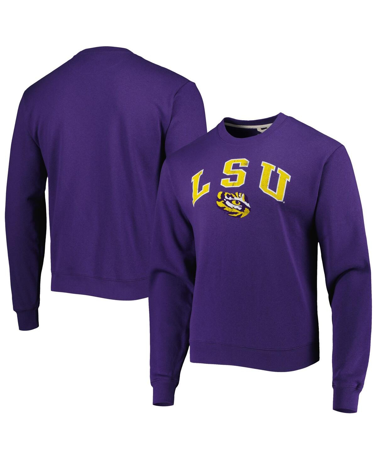 Shop League Collegiate Wear Men's  Purple Lsu Tigers 1965 Arch Essential Fleece Pullover Sweatshirt