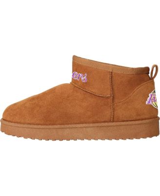 Women's Brown Los Angeles Lakers Team Logo Fuzzy Fan Boots