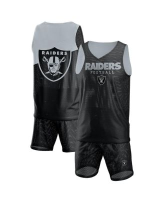 Men's Black Las Vegas Raiders Colorblock Mesh V-Neck and Shorts Set