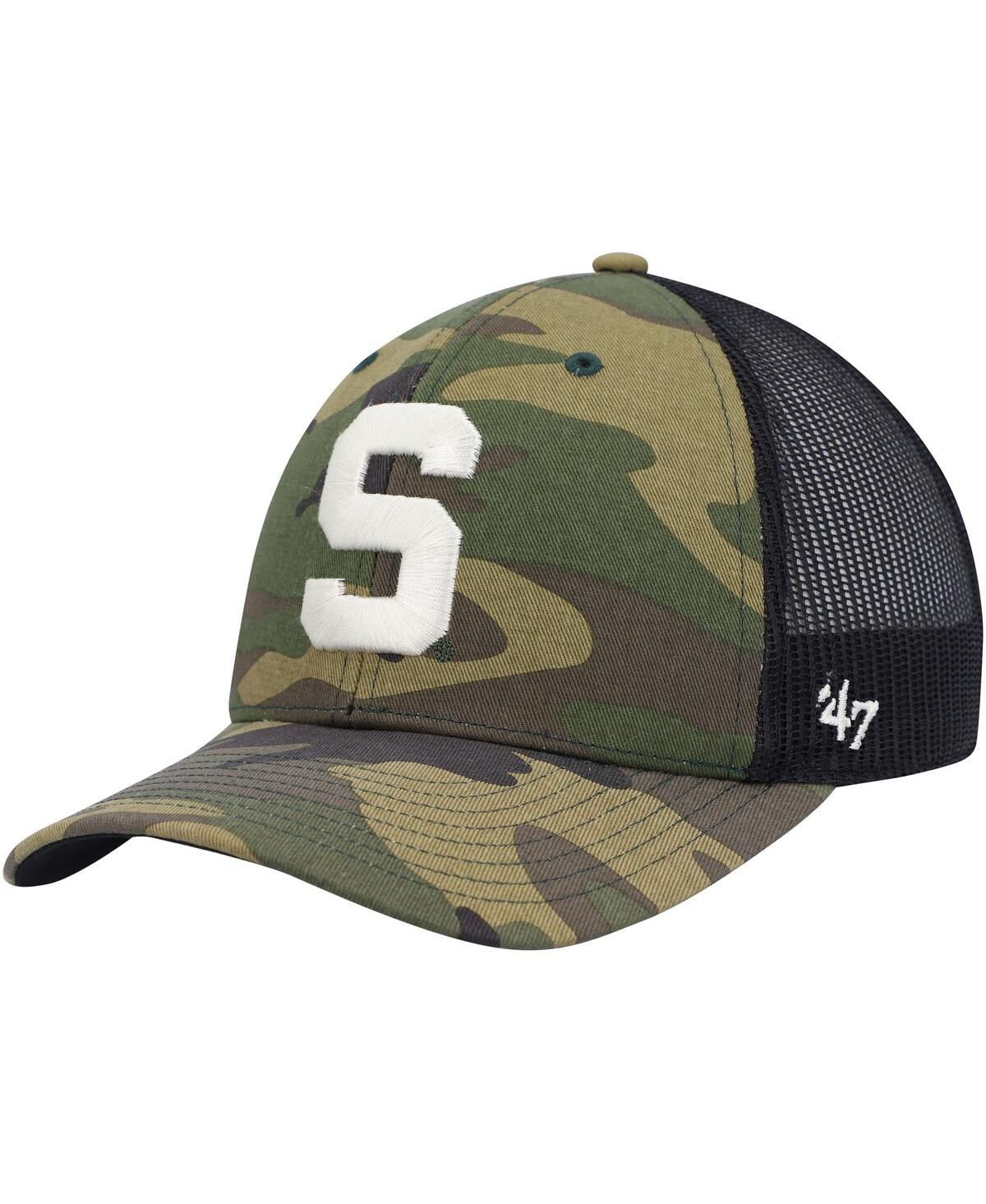 47 Brand Men's ' Camo, Black Michigan State Spartans Team Logo Trucker Snapback Hat In Camo,black