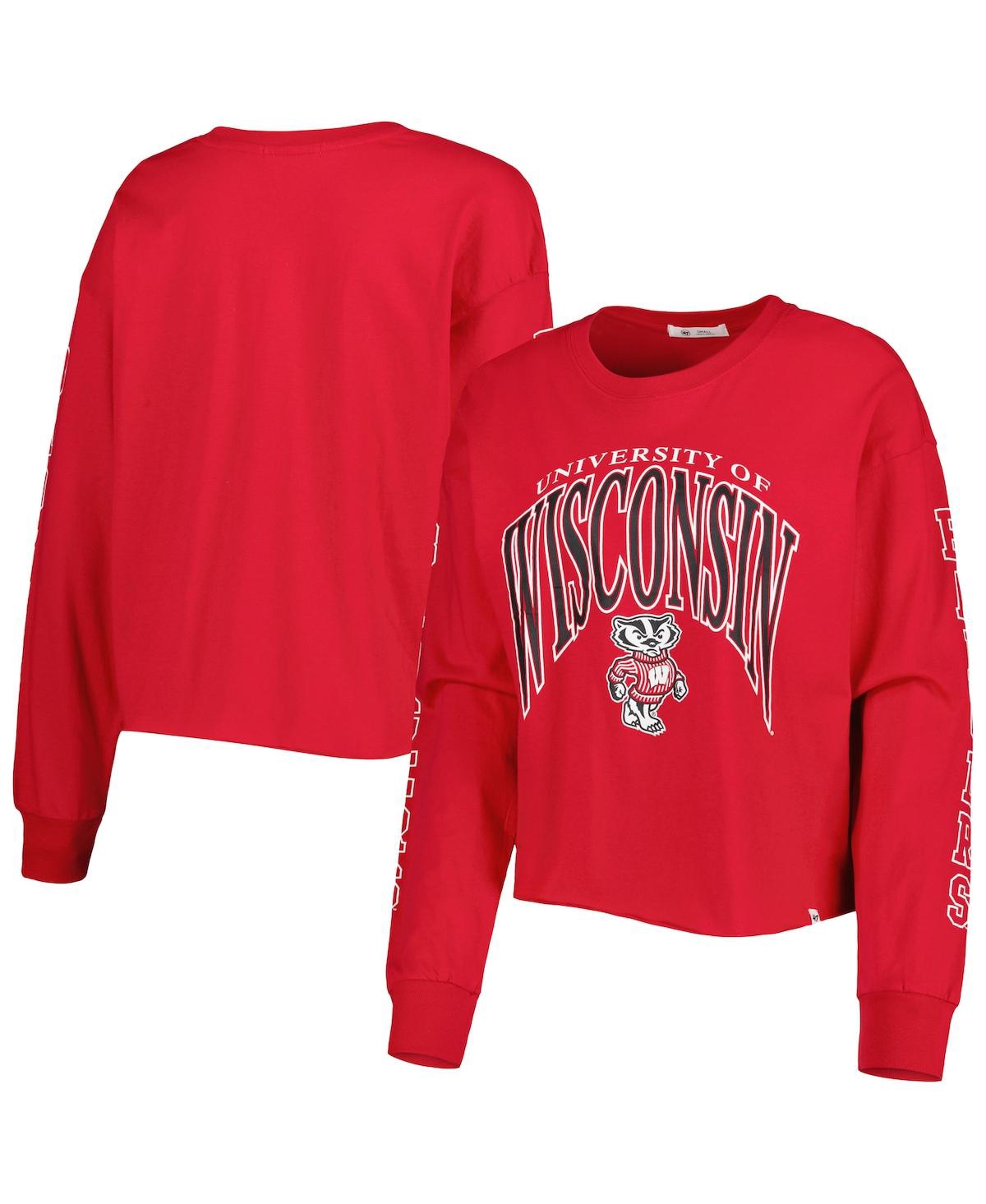 47 Brand Women's ' Red Wisconsin Badgers Parkway Ii Cropped Long Sleeve T-shirt