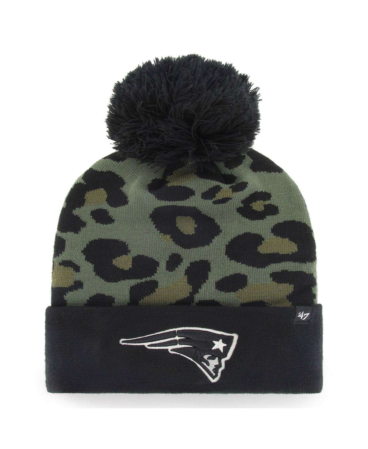 47 Brand Women's ' Green, Black New England Patriots Bagheera Cuffed Knit Hat With Pom In Green,black