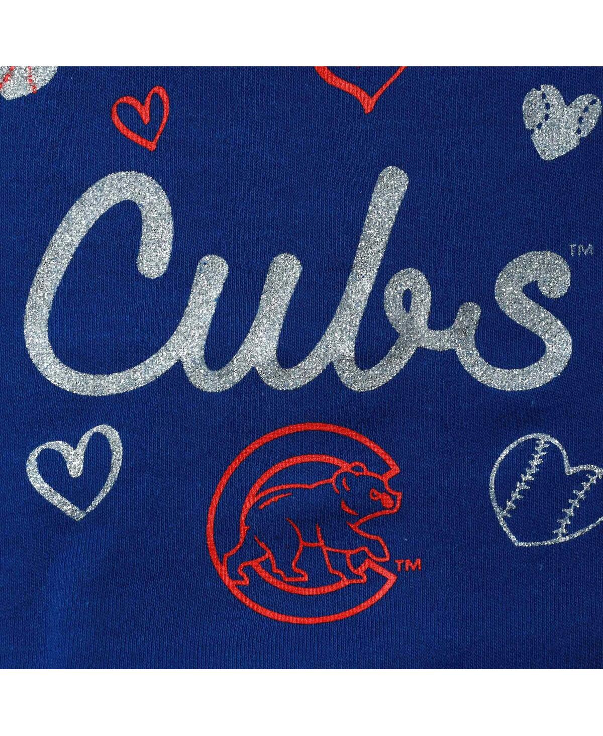 Girls Newborn and InfantChicago Cubs 3-Piece Home Plate Bodysuit Bib and Booties Set - Royal