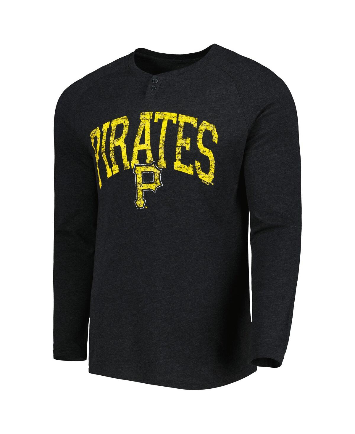 Shop Concepts Sport Men's  Black Pittsburgh Pirates Inertia Raglan Long Sleeve Henley T-shirt