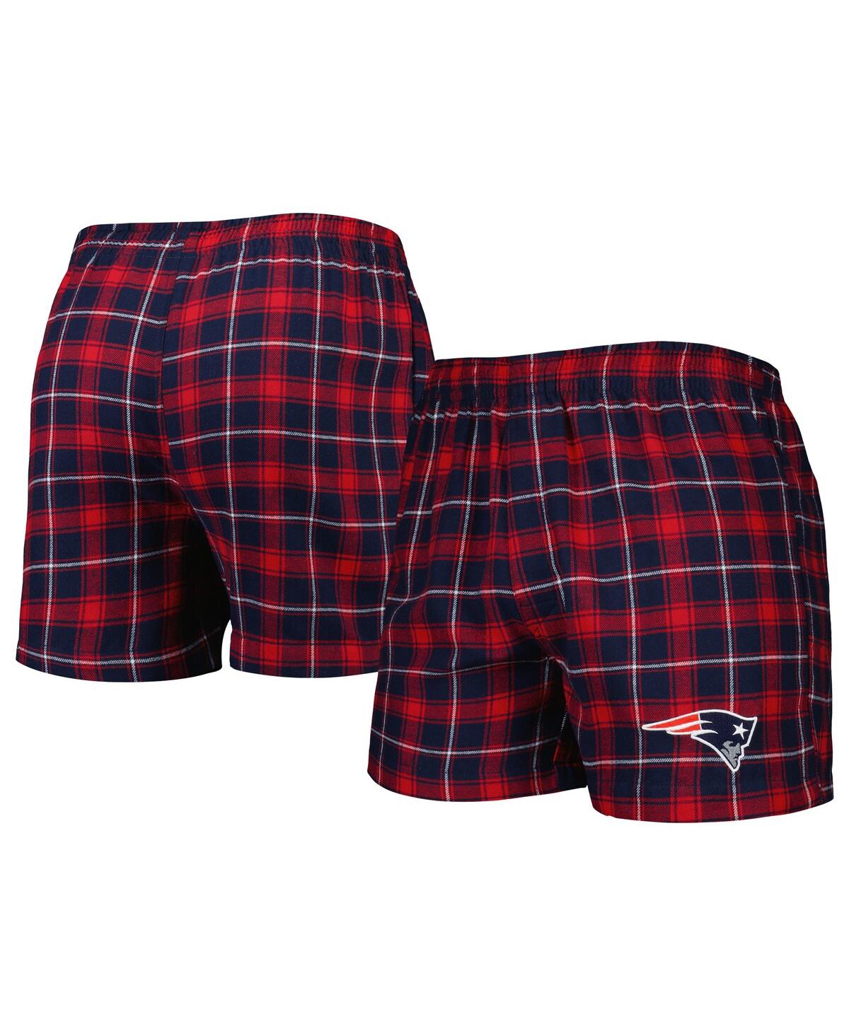 Shop Concepts Sport Men's  Navy And Red New England Patriots Ledger Flannel Boxers In Navy,red