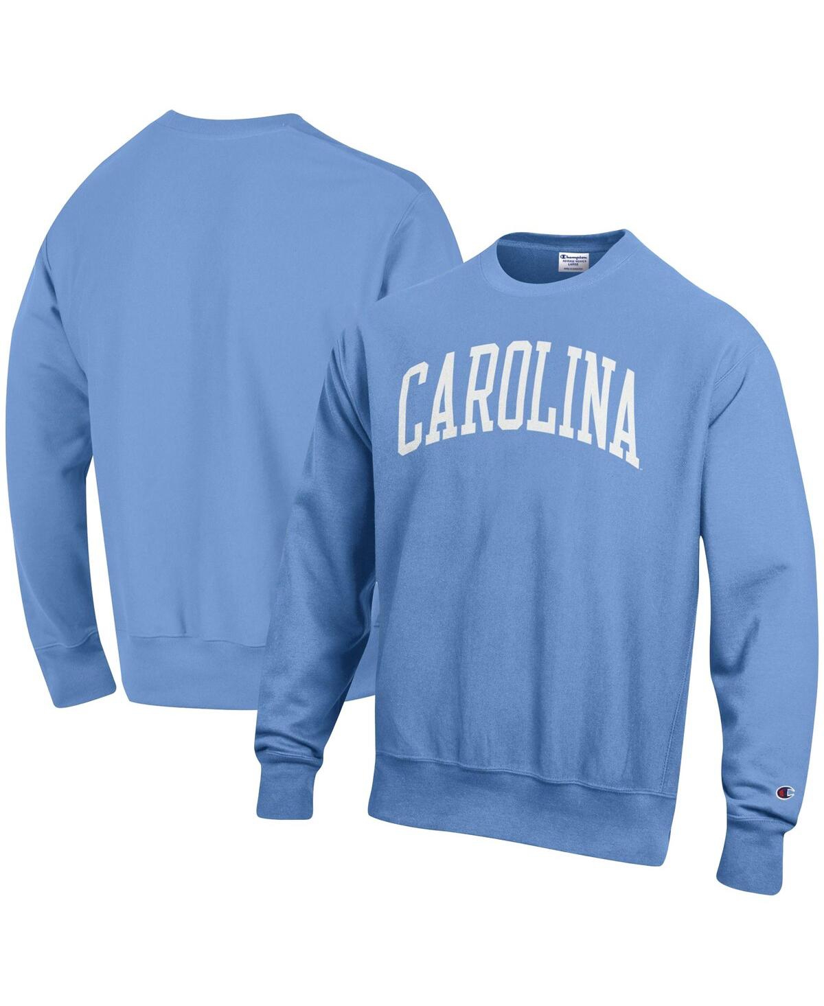 Shop Champion Men's  Carolina Blue North Carolina Tar Heels Arch Reverse Weave Pullover Sweatshirt