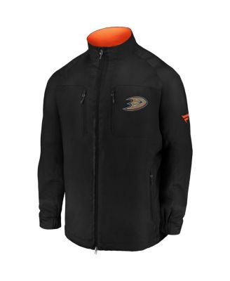 Men's Black Anaheim Ducks Authentic Pro Locker Room Rink Raglan Full-Zip Jacket