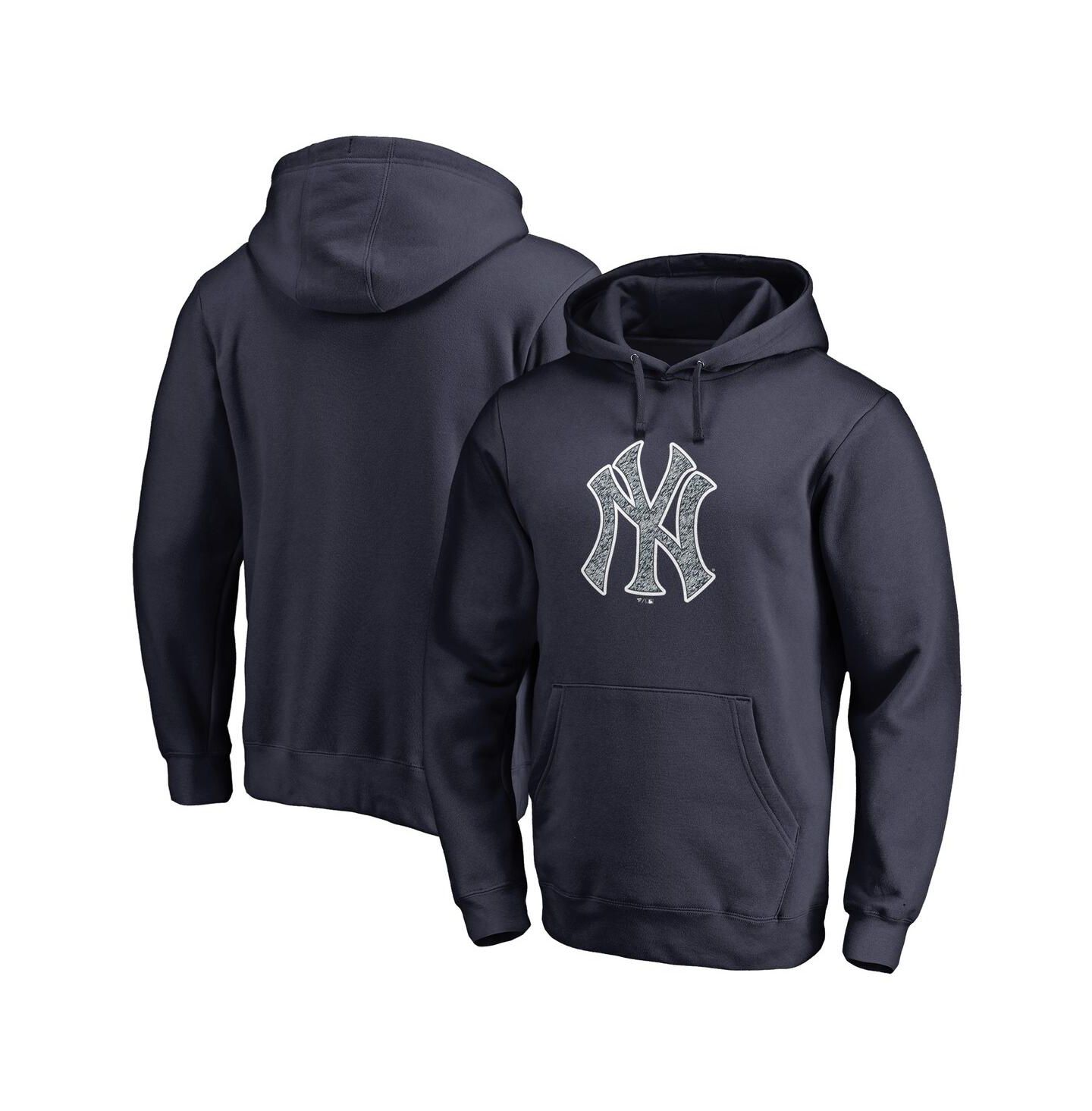 Мужское худи Fanatics Navy New York Yankees Static Logo Pullover — фото 3