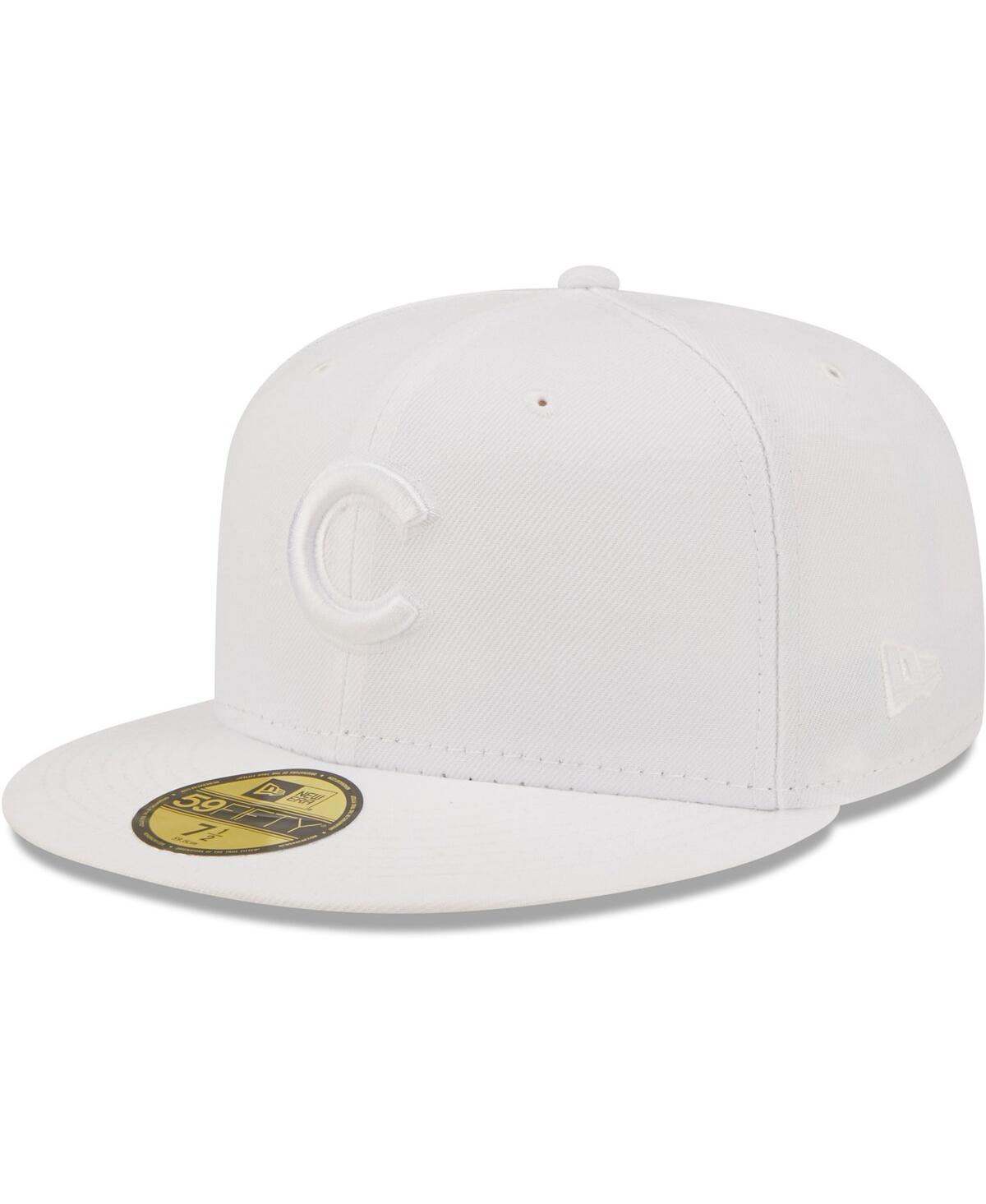 Shop New Era Men's  Chicago Cubs White On White 59fifty Fitted Hat