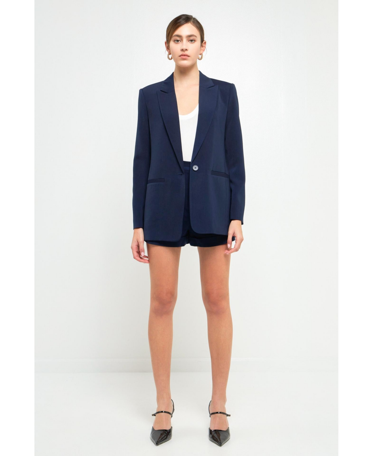 Endless Rose Single Breasted Blazer In Blue