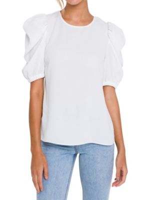 Women's Pleated Puff Sleeve Top