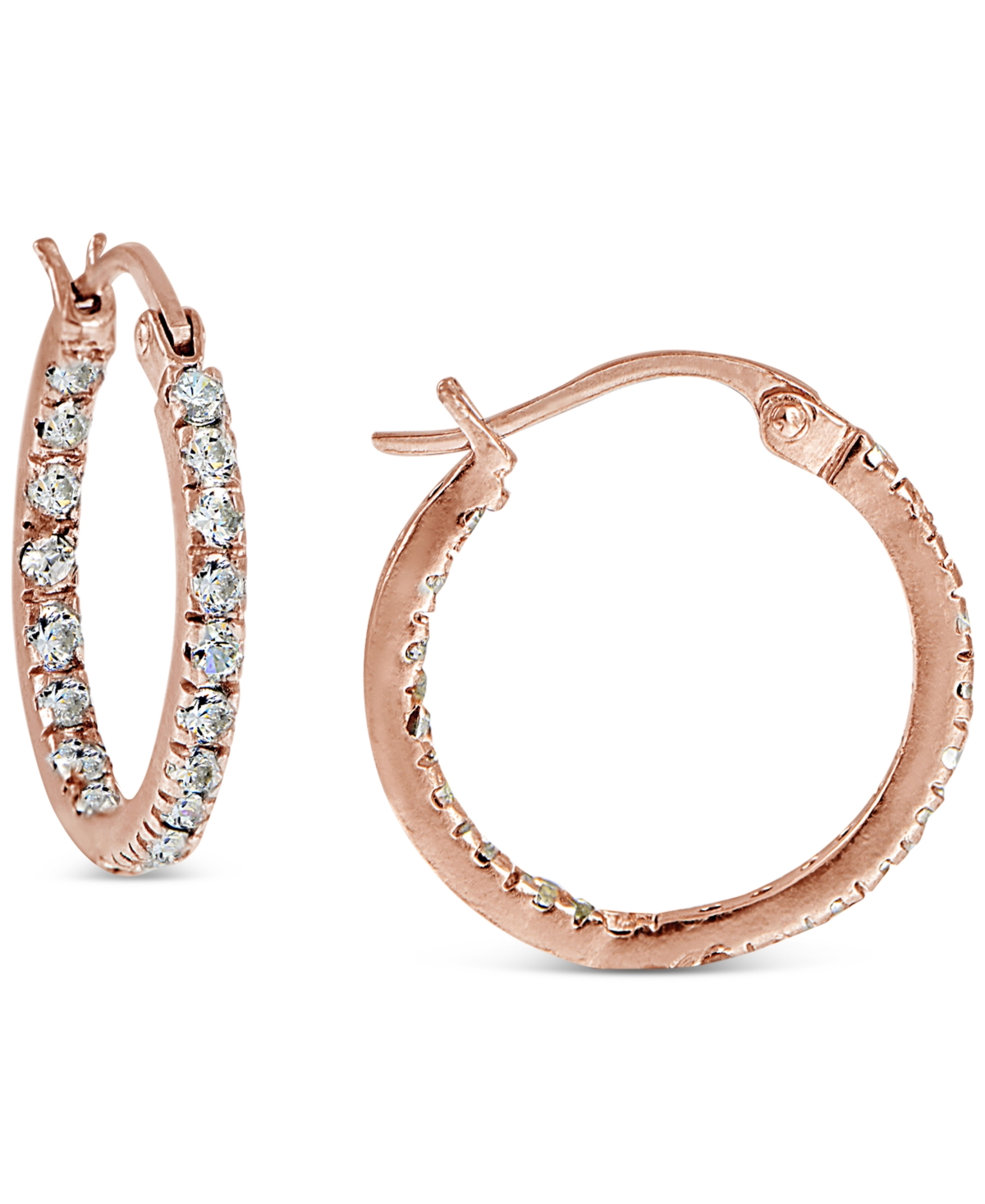 Giani Bernini Small Sterling Silver Earrings, Cubic Zirconia Hoop Earrings, 0.6