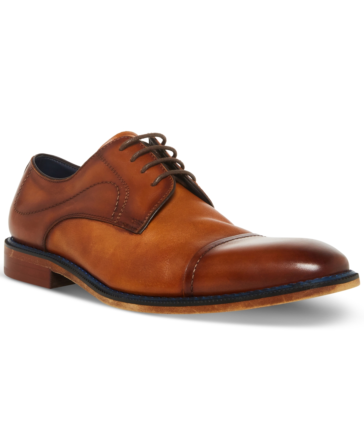 Steve Madden Men's Zane Tonal & Textured Leather Mid Oxford Dress Shoe In Light Tan Leather