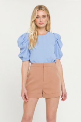 Women's Pleated Puff Sleeve Top