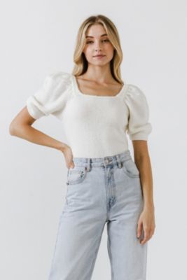 Women's Short Puff Sleeve Sweater