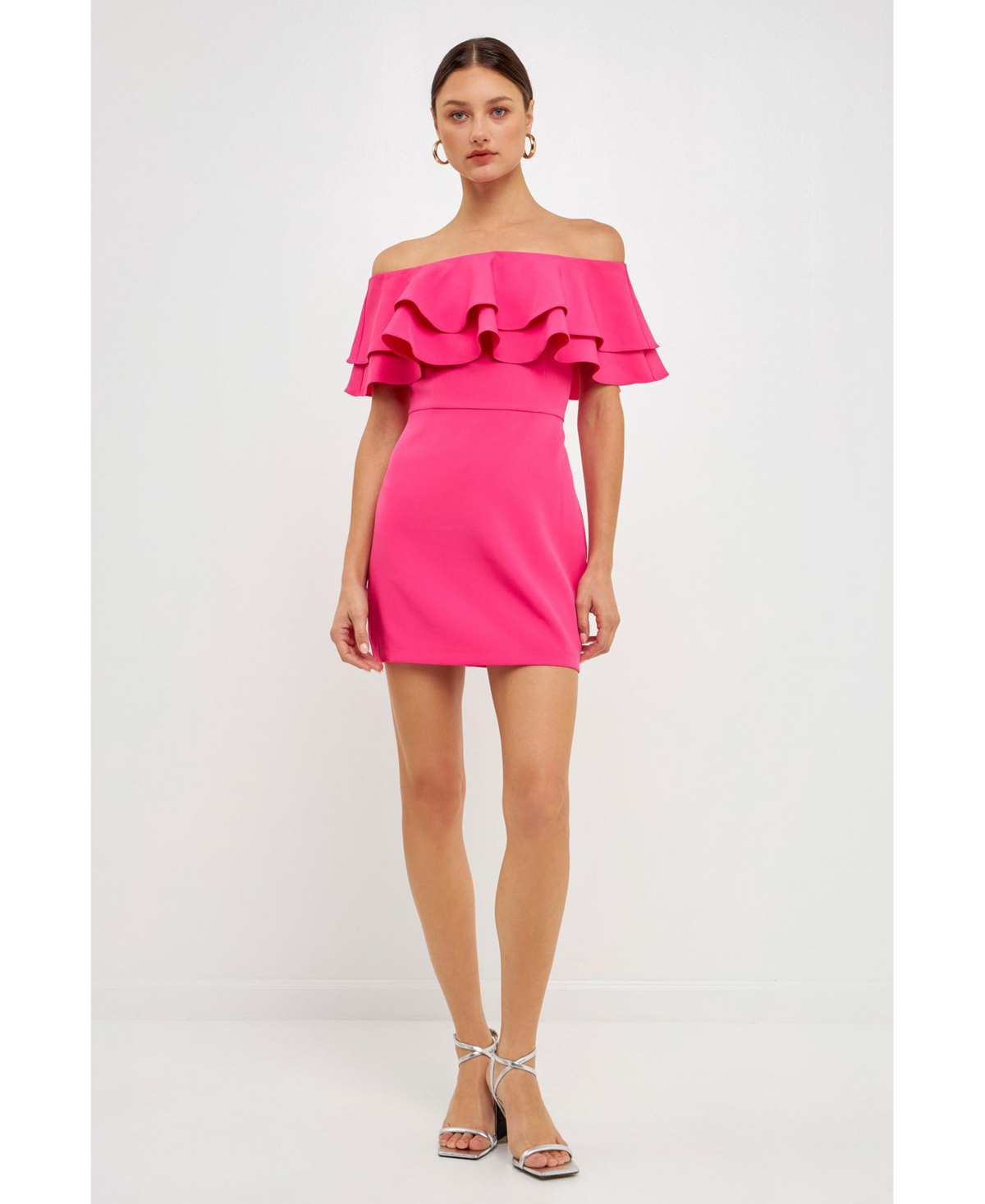 Endless Rose Ruffle Off The Shoulder Minidress In Fuchsia