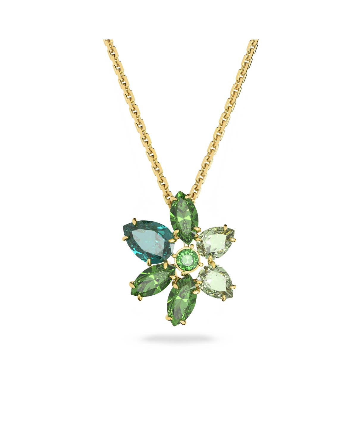 Shop Swarovski Crystal Mixed Cuts Flower Gema Pendant Necklace In Green