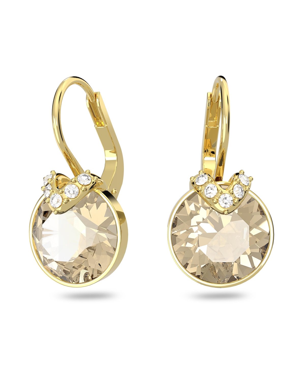 Shop Swarovski Crystal Round Cut Bella V Drop Earrings In Gold