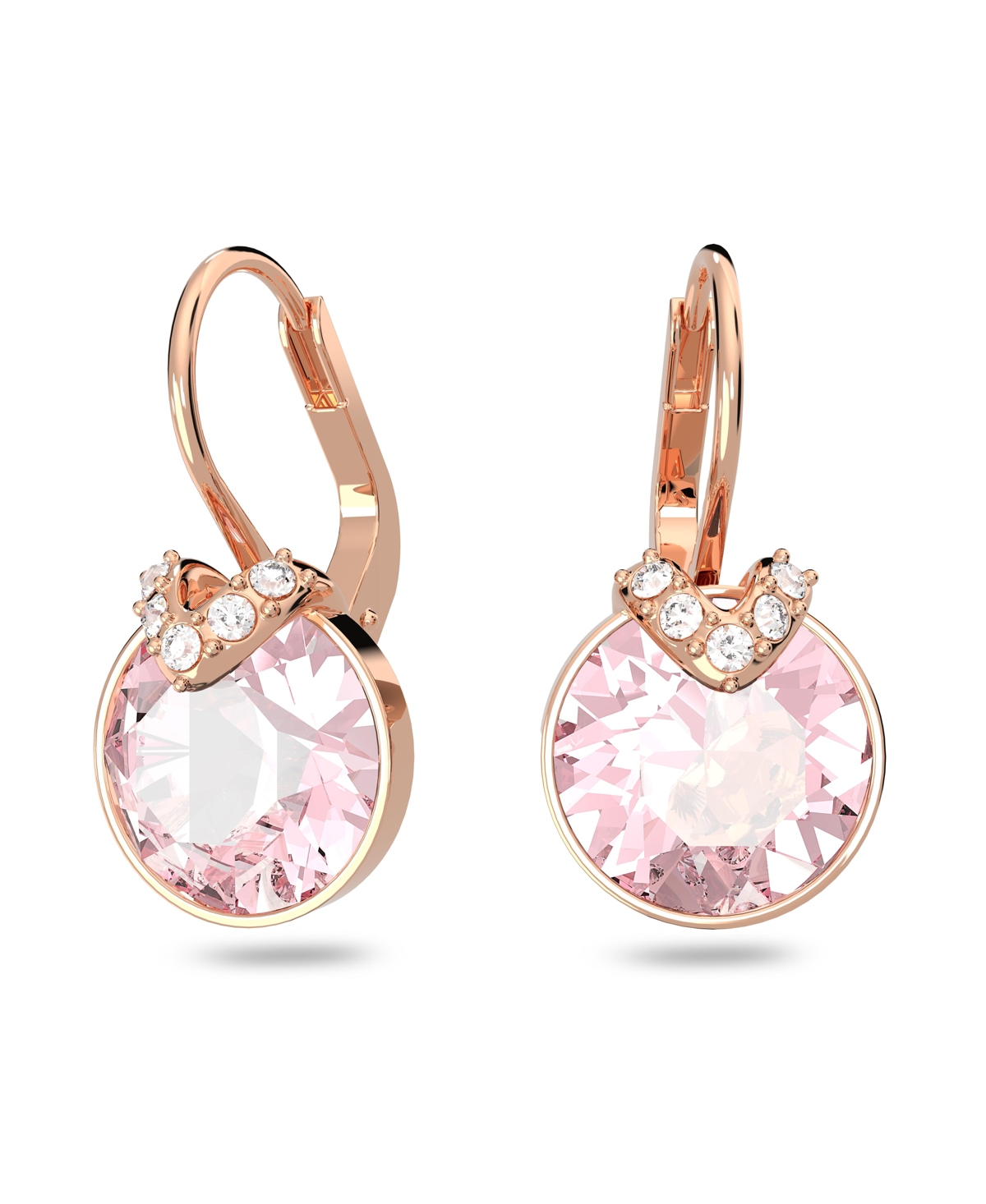 Shop Swarovski Crystal Round Cut Bella V Drop Earrings In Pink