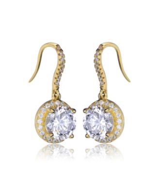 Sterling Silver Cubic Zirconia Dangle Hook Earrings