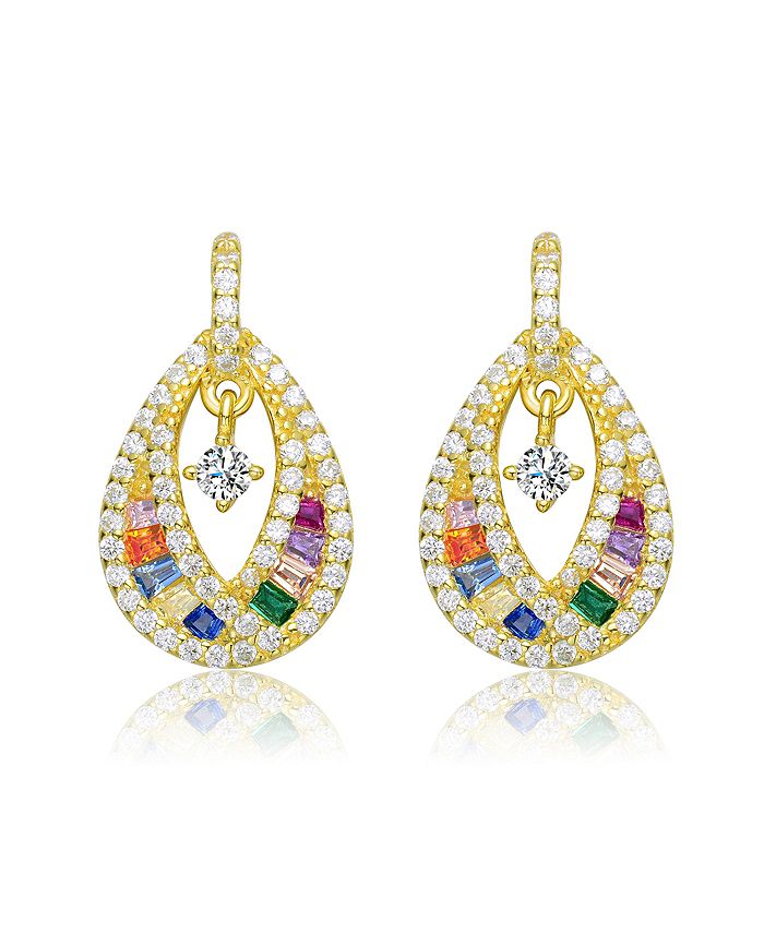 Genevive Sterling Silver 14K Gold Plated, 18K Rose Gold Plated and