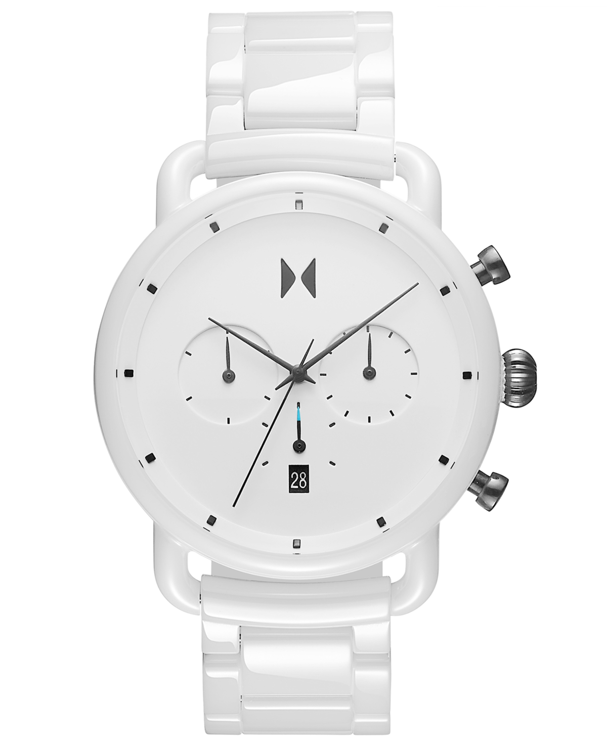 Shop Mvmt Men's Chronograph Blacktop Ceramic Bracelet Watch 47mm In White